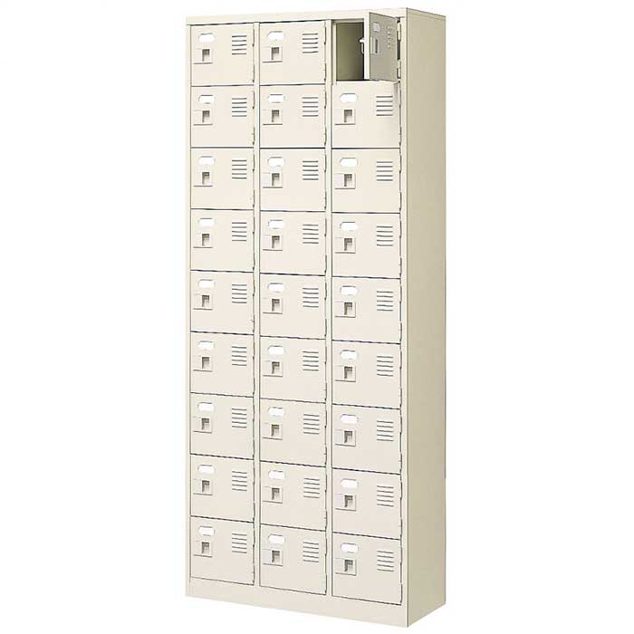 【楽天SUPERSALE!!各種クーポン配布中】27人用シューズロッカー BST3-9WN 3列9段 扉付きタイプ スチール製 収納家具 収納ロッカー 備品ボックス 靴箱 下駄箱 収納箱 壁面収納 玄関収納 シューズトレー対応 全高190