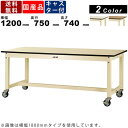 作業台 ワークテーブル 耐荷重800kg SVMC-1275 高さ740mm 移動式 基本形 メラミン天板 4輪自在キャスター オフィス家具 中軽量作業用 作業机 アイボリー 木目調 スチール脚 シンプル 幅1200mm 奥行750mm ワーキングデスク(3)