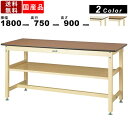 作業台 ワークテーブル 耐荷重800kg SVMH-1875S2 高さ900mm 固定式 基本形 中間棚付き メラミン天板 作業用テーブル 中軽量作業 ハイテーブル カウンターテーブル スクエア天板 横揺れ強度抜群 アイボリー天板 木目調天板 ヤマテック