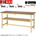 作業台 ワークテーブル 耐荷重800kg SVMH-960S2 高さ900mm 固定式 基本形 中間棚付き メラミン天板 ハイタイプ 作業デスク スクエア天板 工場 倉庫 作業場 可動棚付 棚ピッチ25mm 天板厚21mm アイボリー 木目調 ヤマテック