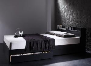 【楽天BLACKFRIDAY!各種クーポン配布中】棚・コンセント付き収納ベッド スタンダードポケットコイルマットレス付き セミダブル