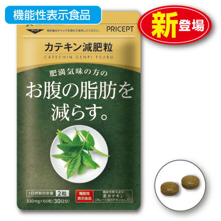 【新登場】肥満気味の方のお腹の脂肪を減らす カテキン減肥粒 機能性表示食品 【60粒30日分】（単品）粒タイプ　緑茶カテキン　ガレート型茶カテキン 体脂肪　ダイエット サプリ 健康食品