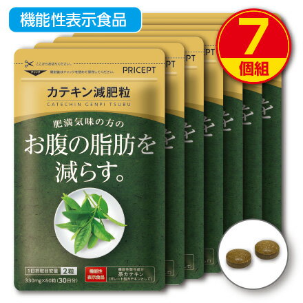 【新登場・送料無料】肥満気味の方のお腹の脂肪を減らす カテキン減肥粒 機能性表示食品 【60粒30日分】 7個組 粒タイプ 緑茶カテキン ガレート型茶カテキン 体脂肪 ダイエット サプリ 健康食品