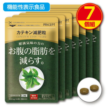 【新登場・送料無料】肥満気味の方のお腹の脂肪を減らす カテキン減肥粒 機能性表示食品 【60粒30日分】（7個組）粒タイプ　緑茶カテキン　ガレート型茶カテキン 体脂肪　ダイエット サプリ 健康食品