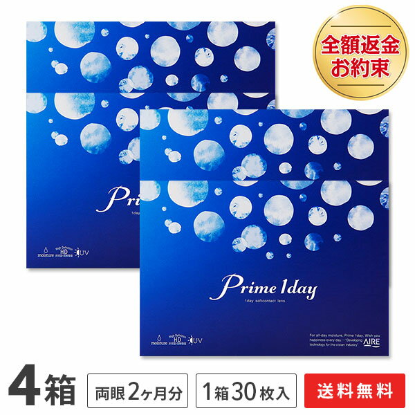 【送料無料】プライムワンデー 4箱セット(1箱30枚入) Prime 1day 1日使い捨てコンタクトレンズ アイレ AIRE