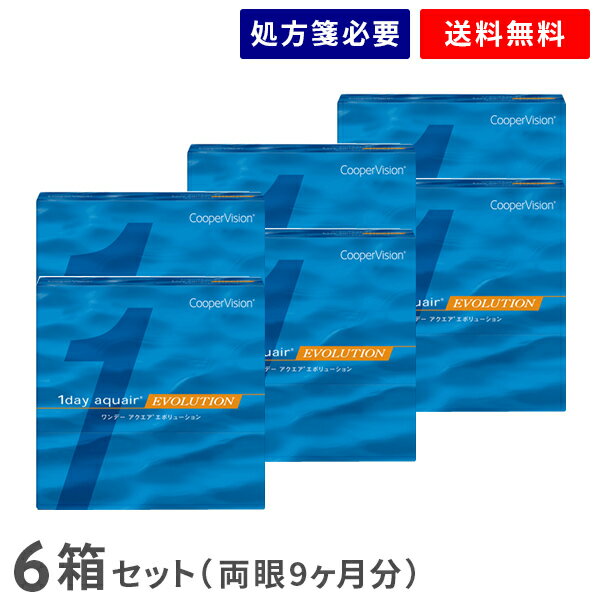【送料無料】ワンデーアクエアエボリューション90枚6箱セット（両眼9ヶ月分） / クーパービジョン / ワンデー / アクエア / エボリューション / 1日使い捨て / コンタクトレンズ / クリアレンズ 1dayタイプ