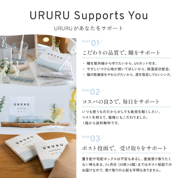 【送料無料】ウルルワンデーUVモイスト 1箱 30枚入 コンタクトレンズ 1日使い捨て ( コンタクト UVカット URURU 1DAY UV MOIST クリアレンズ 1dayタイプ ) pricon-10005939 アットレンズ サンプル画像2
