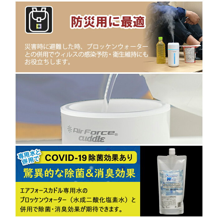 エアフォースカドル+ブロッケンウォーターのセットモバイルミスト小型墳霧器+専用水1本車載用除菌・消臭・加湿水成二酸化塩素水安全・無臭500ml200ppm希釈【PGFK-AFCDL-BW500ML】BONDSボンズファイナルコネクション空気清浄感染予防ウィルス対策花粉対策