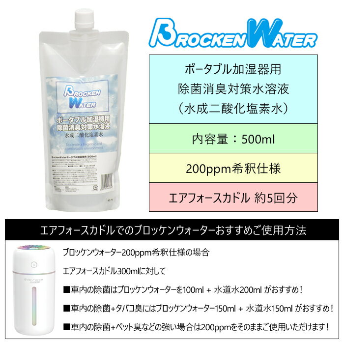 エアフォースカドル+ブロッケンウォーターのセットモバイルミスト小型墳霧器+専用水1本車載用除菌・消臭・加湿水成二酸化塩素水安全・無臭500ml200ppm希釈【PGFK-AFCDL-BW500ML】BONDSボンズファイナルコネクション空気清浄感染予防ウィルス対策花粉対策