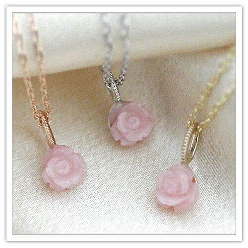 Lovely Pink Rose Necklace[ラブリーピンクローズネックレス］　KZ-285　【ローズ】 【プレゼント】 【ピンクオパール】 【necklace】 【 プリムローズ 】