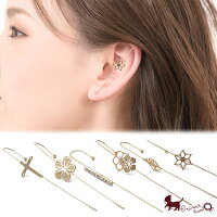 イヤーラップピアス ロングフック イヤーカフ ピアス(1ヶ/片耳用)G〜Iタイプ イヤーラップピアス フラワー クロス 雪 ラインストーン 羽 蝶々 可愛い かわいい モチーフ 華奢 プレゼント アクセサリー ジュエリー PRIMA LUCE プリマルーチェ