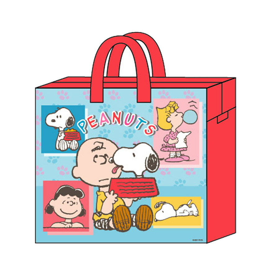 折りたたみバッグ ファスナー付き 大 かわいい スヌーピー グッズ ショッピングバッグ 旅行バッグ キャラクター 雑貨 レッド メール便可