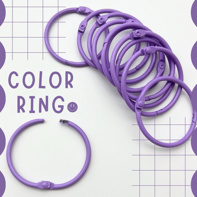 【 カラー リング 1個 】 カードリング43mm 接続 パーツ 推し活 推し色 カラフル 黄色 紫 白 水色 青 オレンジ 緑 黒 赤 ピンク ホルダー まとめる 束ねる キーホルダー ストラップ 金具 アクセサリー PRIMA LUCE PLUS