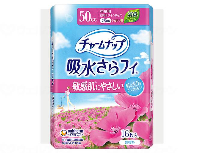 乐天商城 - チャームナップ 吸水さらフィ ふんわり肌 無香料 中量用 50cc 16枚入 57383 ユニ・チャーム 尿とりパッド トイレ 介護 高齢者 失禁 排泄