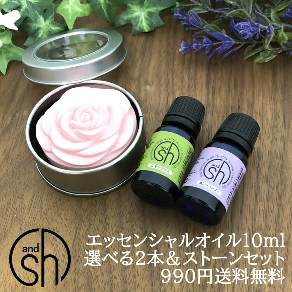 &SH アロマ スターター セット 2 エッセンシャルオイル 10ml 2本 アロマ ストーン セット アンドエスエイチ [ 夜 おしゃれ 無添加 天然 香り 手作り アロマセット 精油 アロマオイル ]tg_smc