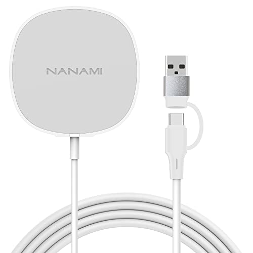 NANAMI MagSafe充電器 最大15W出力 マグネット式 ワイヤレス充電器 - (USB Type-C to USB Type-A 変換アダプタ付き) 磁気固定 iPhone 14/14 Pro(Max)/14 Plus/14 Mini/13 (Pro/ProMax/Mini) 12(Pro/ProMax/Mini) magsafeケース対応 超薄型 1.5メートル 冷却穴あ き くっつく