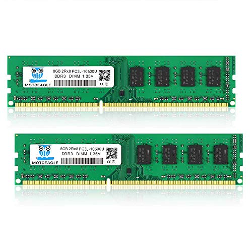 Motoeagle PC3L 10600U 16GB Kit DDR3L 1333MHz 8GBx2枚組 デスクトップPC用メモリ電圧 1.35V/1.5V 240 Pin DIMM CL9 Non ECC