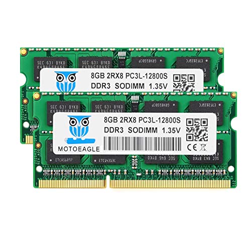 Motoeagle ノートPC用メモリDDR3L 1600 MHz 16GB Kit PC3L-12800 8GB×2枚組 SO-DIMM 電圧 1.35V/1.5V 204Pin CL11 Non-ECC Mac 対応