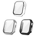 【3個入り】FALSAD Apple Watch カバー Se/Se2/Series10/9/8/7/6/5/4/3 対応 アップルウォッチ 46mm/40mm/44mm/41mm/45mm/38mm/42mm、PC素材と強化ガラスフィルム一体型 保護ケース 防水 全面保護 超薄型 軽量 耐衝撃 高透過率 指紋防止 装着簡単(Series10-42mm クリア/ブラ