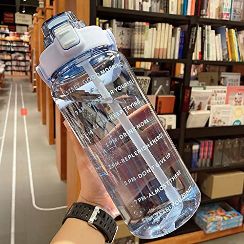 TSQIBU ボトル 水筒 2L 大容量 ポータブルストロースポーツウォーターボトル BPAフリー プラスチックウォーターボトル 大人 子ども アウトドア スポーツ 登山用 キャンプ ランニング ジム ハイキング 自転車 (2L,BLUE)