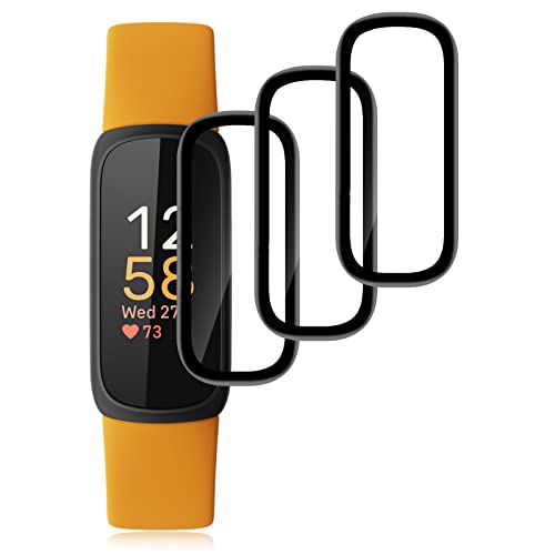 【送料無料】【3枚】For Fitbit Inspire3 フィルム 保護フィルム Ubefuu 固定用キット付き 3D曲面カバー 高透過率 高感度タッチ 衝撃吸収 指紋防止 防水 気泡防止