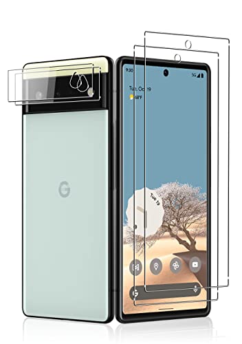 Sungale Google Pixel 6 用 ガラスフィルム【4枚セット】強化ガラスフィルム2枚 + カメラフィルム2枚 Pixel6 用 強化ガラス 旭硝子製素材 レンズ保護フィルムム グーグルピクセル6 保護フィルムム ラウンドエッジ加工 ケース対応 高光沢 Google Pixel6 対応 フィルム クリア