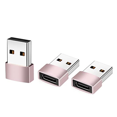 Eono(イオーノ) - USB CメスからUSBオス変換アダプター, 3個セット高速充電 タイプC to A 変換コネクタMacBook iPad Pro iPhone 13/12/11 Pro Maxなどに対応 (ローズゴールド)