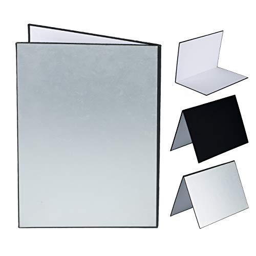 TARION レフ板 反射板 1枚3色 銀、白、黒 照明道具 レフ板 自立 A3サイズ 補光/吸光/輪郭強調 折り畳み可 コンパクトブツ撮り用