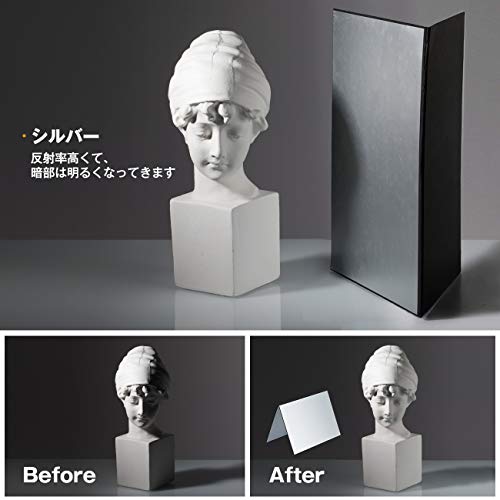 TARION レフ板 反射板 1枚3色 銀、白、黒 照明道具 レフ板 自立 A3サイズ 補光/吸...