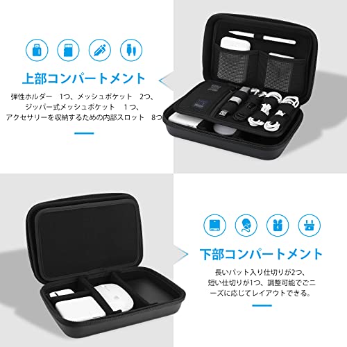 【送料無料】ProCase ガジェットポーチ、防水性のあるEVA材、大容量、3層仕組み MacBook アダプタ・ Magic Mouse 2・ USB Flash Disk・SD収納、スマホ・タブレット充電・ケーブルの小物入れ、PC周辺アクセサリーの整理バッグ? ブラック primeplus-10010775 プライムプラス 楽天市場店 サンプル画像2