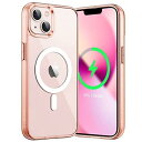 JE Direct iPhone 13 マグネット ケース(6.1インチ用) MagSafe ワイヤレス充電対応 衝撃吸収 バンパーカバー 傷つけ防止 透明バック (ローズゴールド)