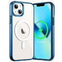 JE Direct iPhone 13 mini マグネット ケース(5.4インチ用) MagSafe ワイヤレス充電対応 衝撃吸収 バンパーカバー 傷つけ防止 透明バック (紺)