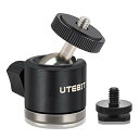 【送料無料】UTEBIT 自由雲台 360度 回転可能 ボールヘッド 直径20mm ダボ 1/4 ネジ ベース ライトスタンド パノラマ雲台 アルミ製 耐荷重2 シュー付 ビデオ カメラ 三脚 一眼レフ DSLR 用 キヤノン ニコン オリンパス 等対応