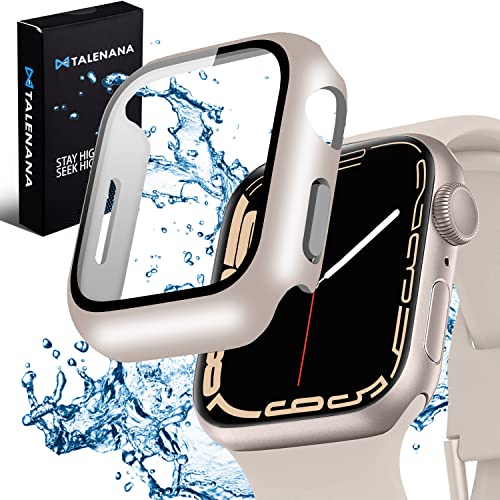 【送料無料】TALENANA Apple Watch 用 防水ケース series 7/series 8 41mm アップルウォッチ保護カバー ガラスフィルム 一体型 防水 防塵 PC素材 タッチ感良好 アップルウォッチ 用 カバー 全面保護 高透過率 指紋防止 衝撃吸収(スターライト,41mm)