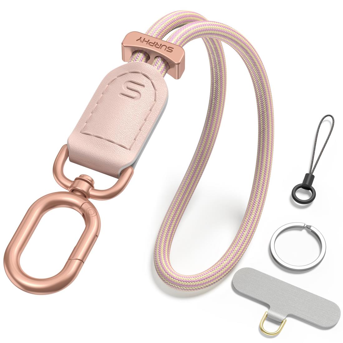 [SURPHY] スマホストラップ 手首 ハンドストラップ 携帯ストラップ 長さ調整可能 携帯電話/カメラ/USBメモリ/鍵マスコット/キーなどにも適応(ピンク)