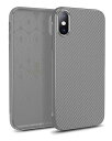 ONES 超薄型 iPhone Xs/X ケース 米軍MIL規格 超耐衝撃 炭素繊維テクスチャ · 灰 『 滑り止めストレートエッジ、 画面 · レンズ保護 』〔 指紋防止、マット感、持ちやすい 〕 衝撃吸収 黄変防止 Qi充電 軽量 カバー