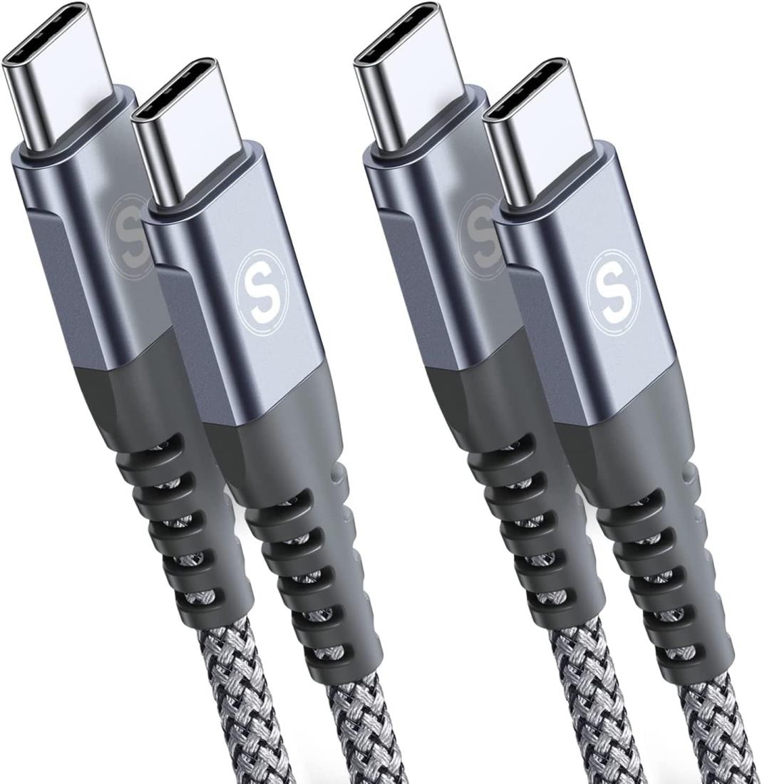 USB Type C to Type C ケーブル 【5M/2本セット PD対応 60W急速充電】 iPhone 16/iPhone 15 Pro,iPhone15 Pro Max,iPhone15,iPhone15Plus,iPad Pro/Air/mini6,Samsung Galaxy S23/S22/S21/S20,Pixel等Type-c機種対応-グレー