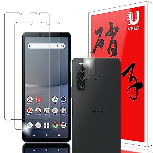 【2+2枚セット】UNEED Xperia 10 V 用のガラスフィルム(2枚)+カメラフィルム(2枚)SO-52D/SOG11 用の フイルム 強化液晶保護フ...