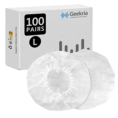 【送料無料】Geekria カバー 200個入 100ペア ヘッドホンカバー 劣化防止 防塵 イヤーパッドカバー ストレッチニット 11-16CM ヘッドホン用 不織布 大型/ホワイト 