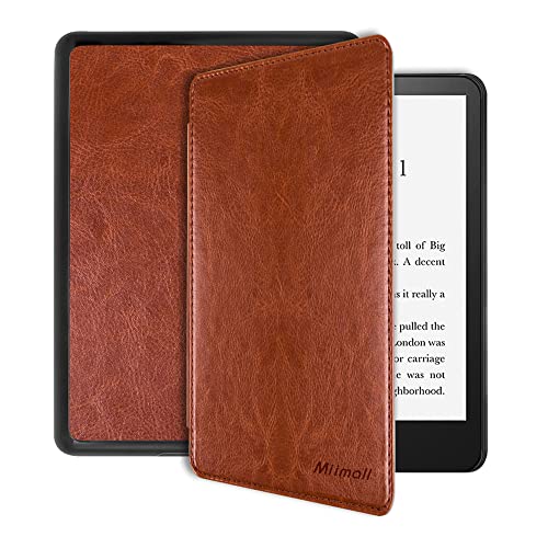 Miimall Kindle Paperwhite 第11世代 ケース 2021Newモデル Kindle Paperwhite 第11世代 カバー ハンドストラップ付き スマートOFF/ON マグネット開閉 防衝撃 PUレザー Kindle Paperwhite 2021対応(ブラウン）