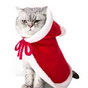Kingsie 猫の服 クリスマス マント 帽子付き サンタ コ スプレ ポンポン 防寒 暖かい 猫 犬服 サンタクロース クリスマス パーティー ペット服 仮装 コ スチューム (M)