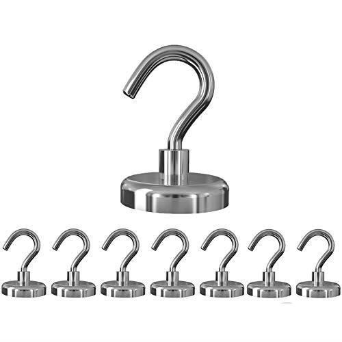 超強力 マグネットフック Cosego 8個入 垂直耐荷重22kg 金属製 直径2.5cm 磁石付き キッチン用 オフィ..