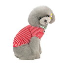 Kingsie 犬服 Tシャツ 夏用 犬の服 可愛い ストライプ ベスト ドッグウェア 中小型犬 猫 ペット服 春夏秋 お出かけ 散歩 (XXL, レッド)