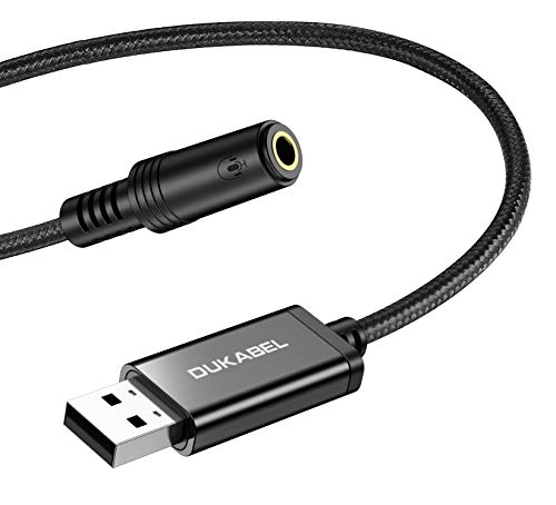 DuKabel USB外付け サウンドカード usb イヤホンジャック 変換 USB オーディオ 変換アダプタ USBポート-4極（TRRS）3.5mmミニジャック変換ケーブル USB外付け サウンドカード オーディオインターフェース Windows/Vista/XP、Mac OS/X、PS4、Linux、Chromebook、Windows Surfa