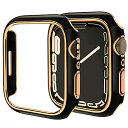 【送料無料】Miimall 対応 Apple Watch 8 45mm/7 45mmケース アップルウォッチシリーズ 8 2022/7 ケース PC材質オシャレ設計 傷防止 防塵 軽量 防衝撃 保護バンパー Apple Watch Series 7 側面カバー（45mm|ブラックx縁：ローズゴールド）