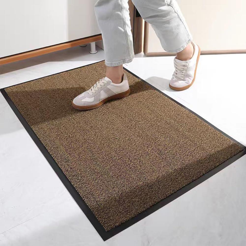 [Bcrio] 玄関マット 屋外 滑り止め 業務用 家庭用 速乾 マット シンプル 泥落とし 水洗いOK エントランスマット(ブラウン120*150)