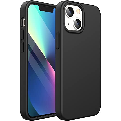 JEDir ect iPhone13 mini シリコンケース(5.4インチ専用) シルキーソフトタッチフルボディ保護ケース マイクロファイバーライニング付き耐衝撃カバー (ブラック)