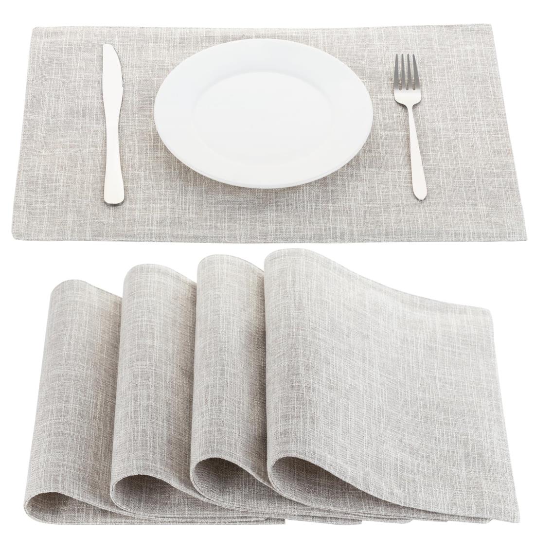 Senteria ランチョンマット布製 綿麻 マット 二層生地縫製 無地 和風 柔軟性 断熱 滑り止め お手入れ簡単 丸洗い キッチン 家庭用 レストラン用 4枚セット(ベージュ)