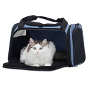 PETSFIT ペットキャリー バッグ 猫キャリー 中・大型猫用・小型犬・うさぎ用 車載/ドライブ/キャンピング/旅行/通院/災害避難用 ブルー Mサイズ