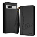 Kedic Google Pixel 7a ケース 手帳型 可愛い笑顔の猫模様 手作り Pixel 7a 携帯カバー グーグルピクセル7a ケース おしゃれ カード入れ 財布型 と横方向のスタンドが 多機能 グーグル Pixel7a カバー 内蔵マグネット式 純色シンプルデザイン ピクセル7a 手帳型ケース 黒